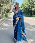 good looking saree in blue color