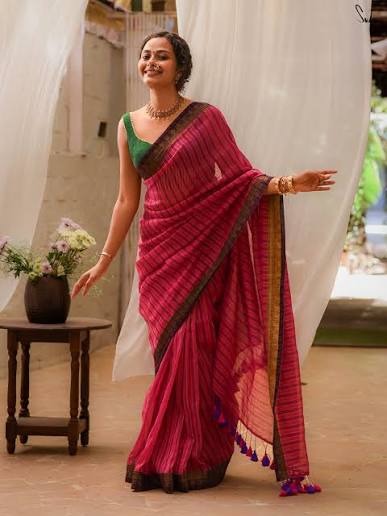 Traditional saree in red color