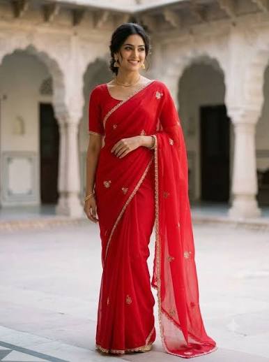 Festival saree in red color
