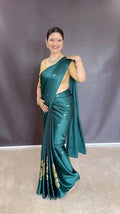 Daily wear saree in neo green color